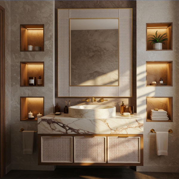 Calacatta Gold Marble Sink - Handcrafted Stone Vessel for Bespoke Luxury Vanities (20x15x6) M2F77 hover