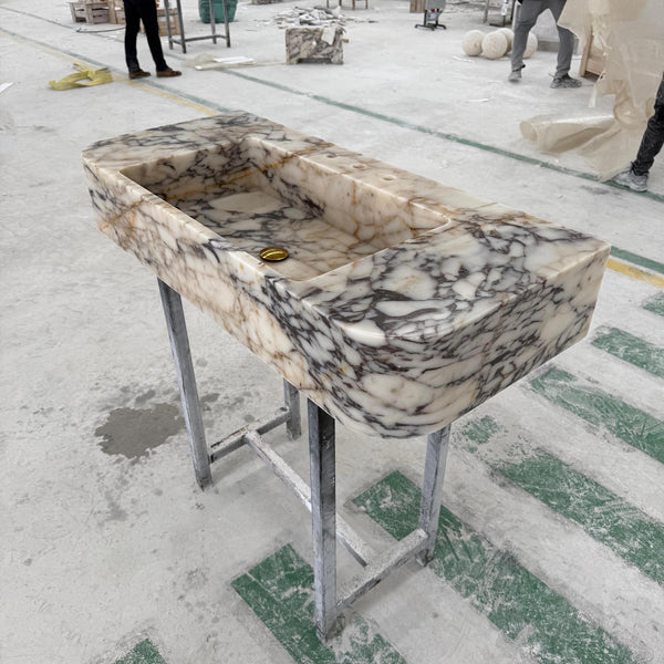 Calacatta Viola Marble Trough Sink – Luxury Stone Counter Basin M2S79