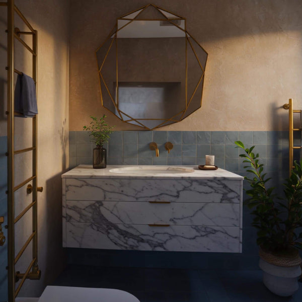 Carrara Marble Floating Vanity with Integrated Sink M2S58 hover