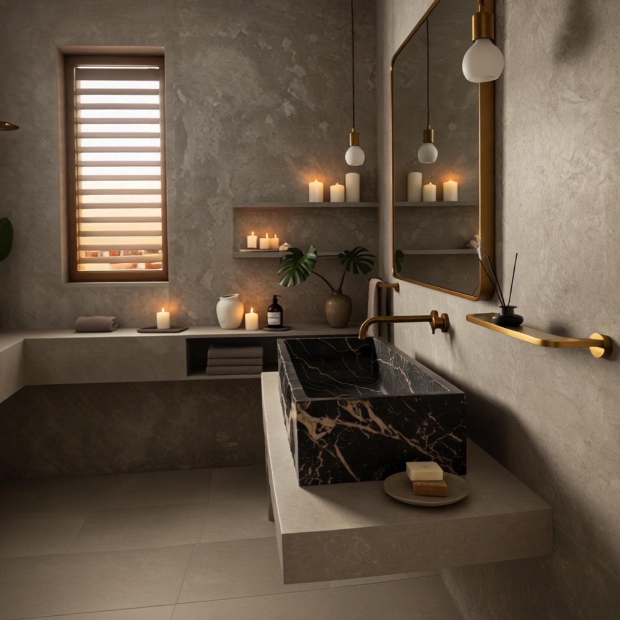 Handcrafted stone sink with chiseled finish