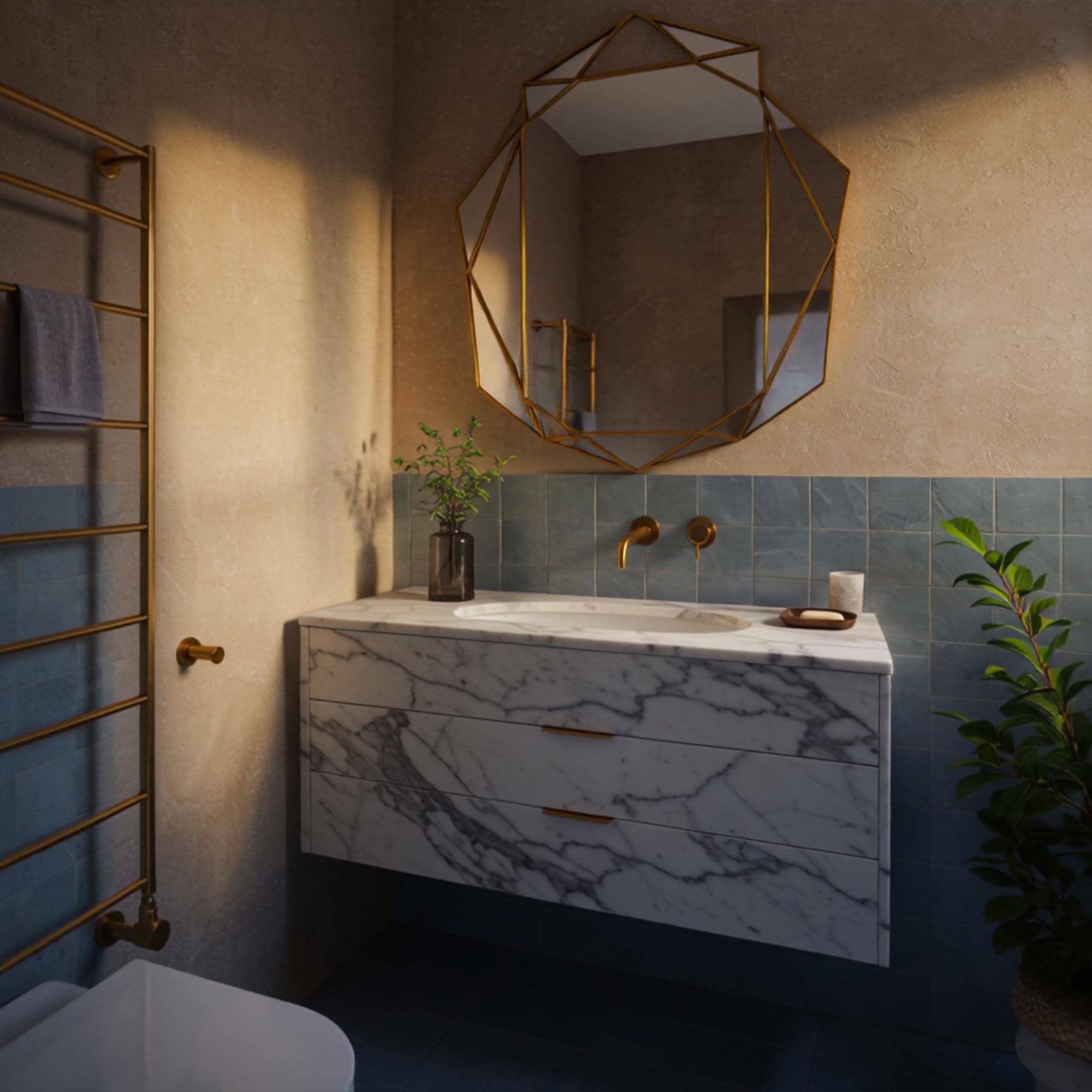 Modern luxury vanity crafted from Italian marble