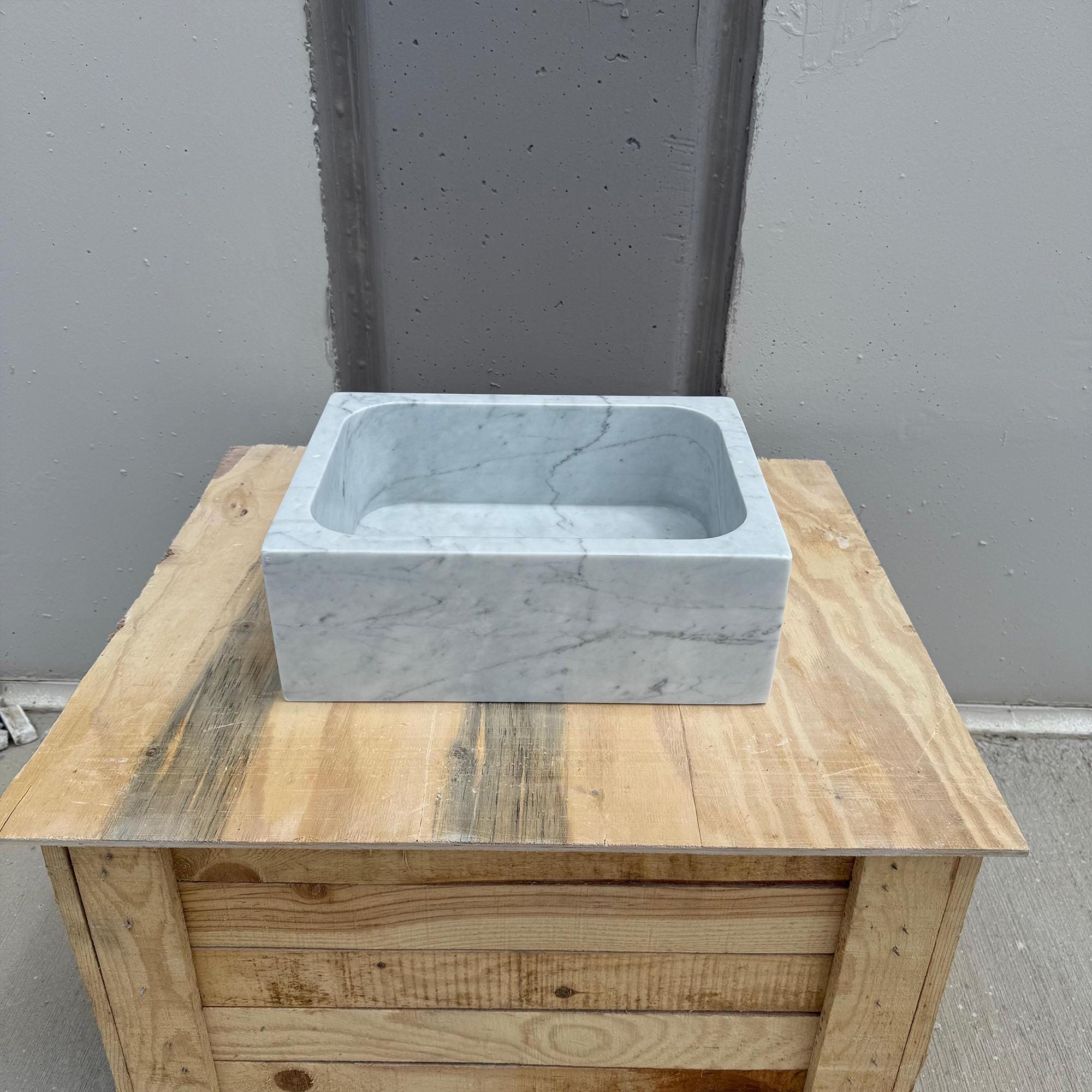 Sleek gray marble sink with natural veining