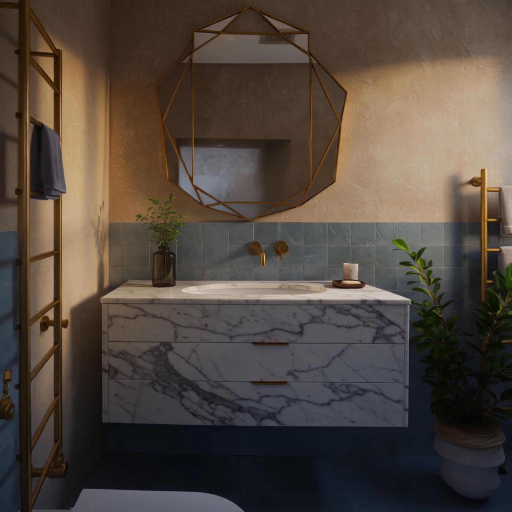 Designer marble vanity with contemporary styling