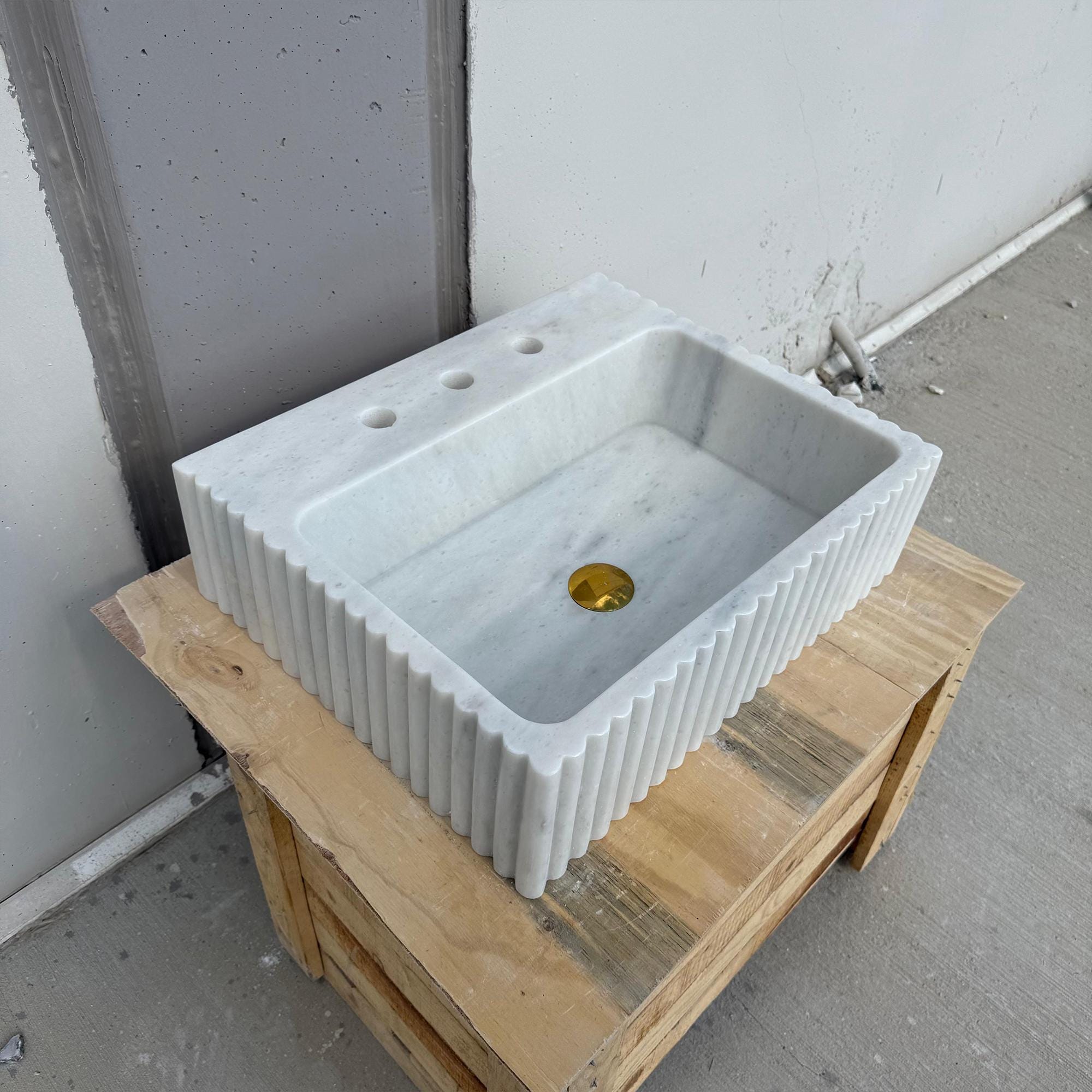 Luxury rectangular marble sink with classic Italian styling
