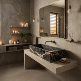 Sculpted Picasso marble sink with rich textures